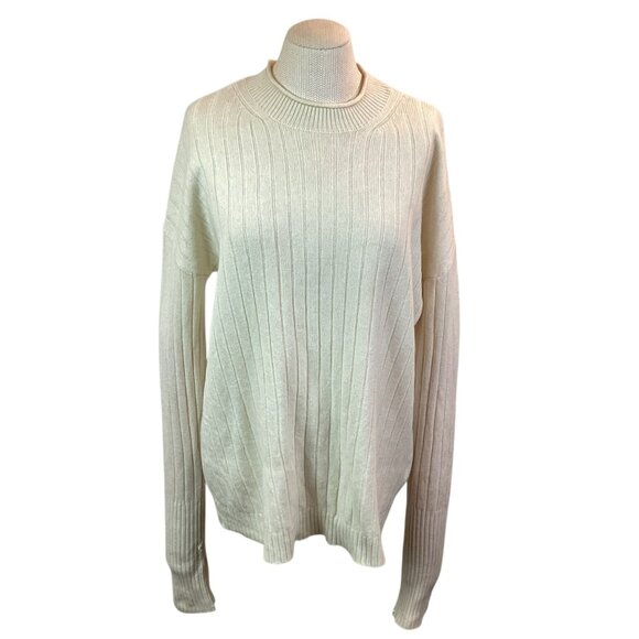 Banana Republic Womens Medium Ribbed Knit Cashmere/Merino Wool Sweater Cream Moc - Picture 3 of 10
